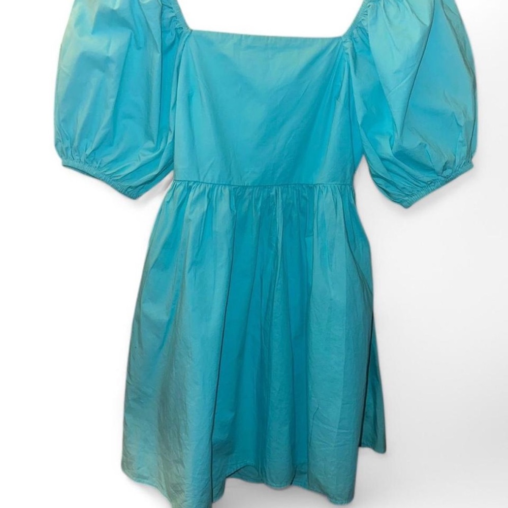 Women’s Turquoise Puff Sleeve Dress